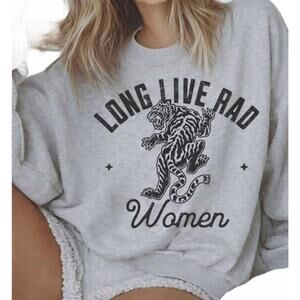 NEW SUPER MRKT. long live rad oversized sweatshirt in grey